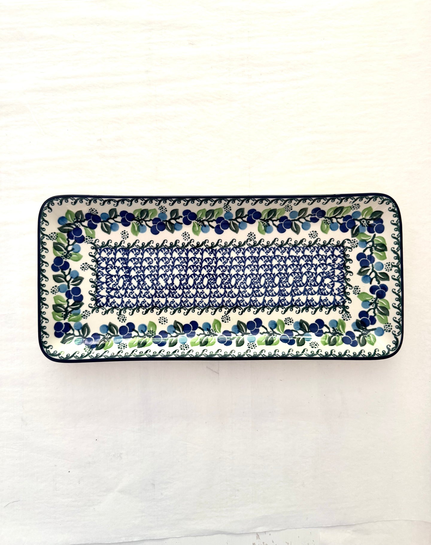 Serveringsfat 34 x 15,5 cm - blåklint