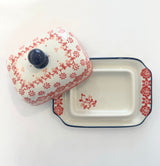 Small butter/cheese dish - riviera red