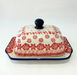 Small butter/cheese dish - riviera red