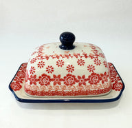 Small butter/cheese dish - riviera red