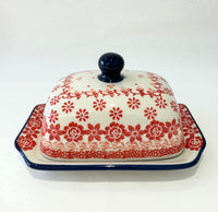Small butter/cheese dish - riviera red