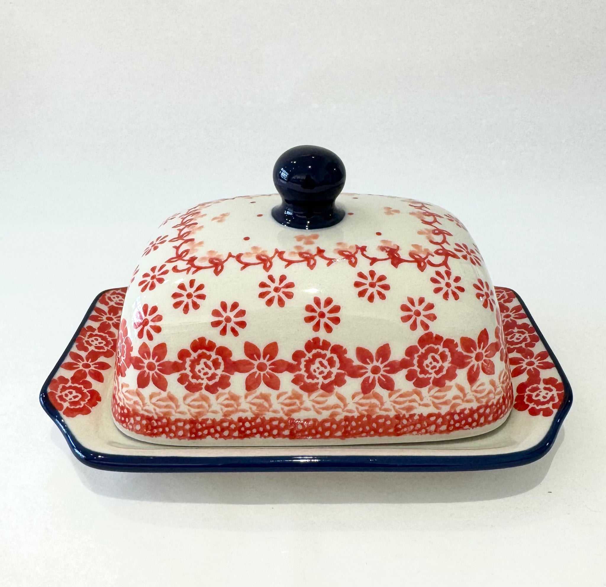 Small butter/cheese dish - riviera red